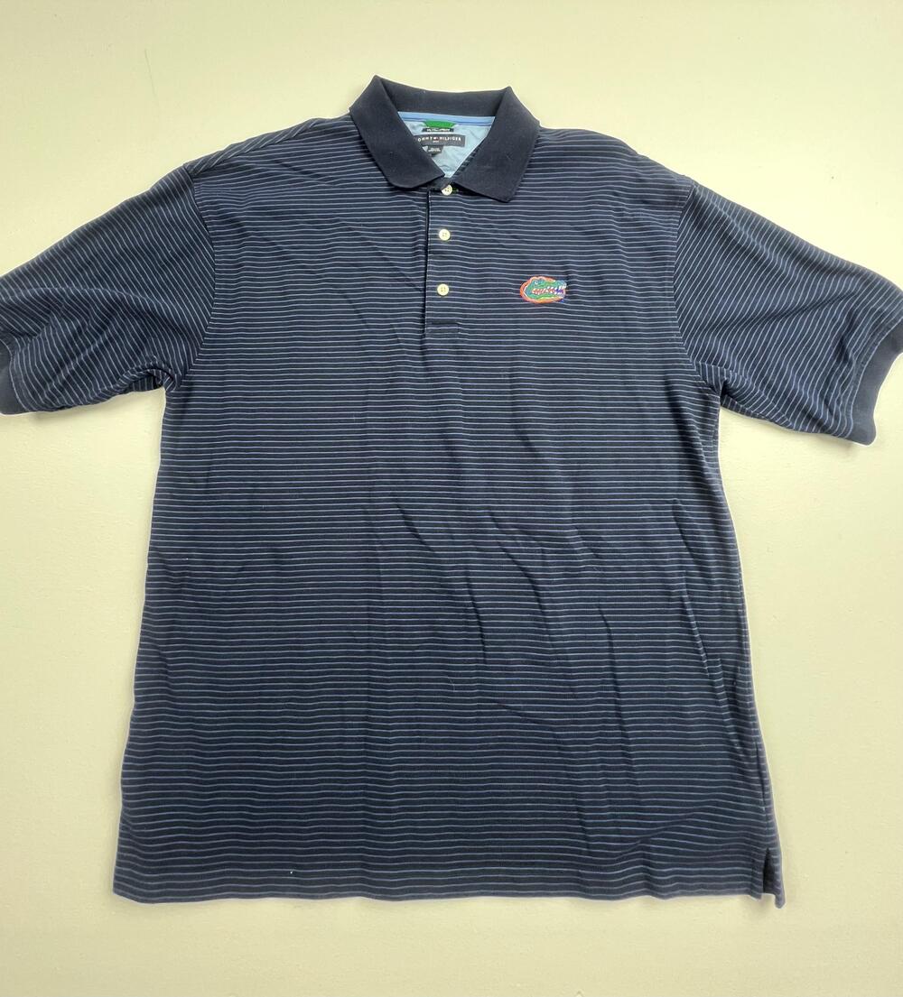 Florida Gators Polo Shirt Mens XL Blue NCAA Golf Tommy Hilfiger Stripe